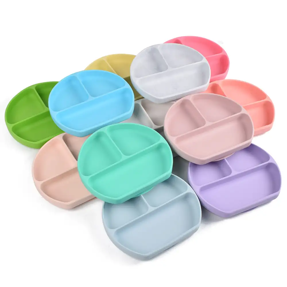 Silicone Solid Color Babies' Tableware Set