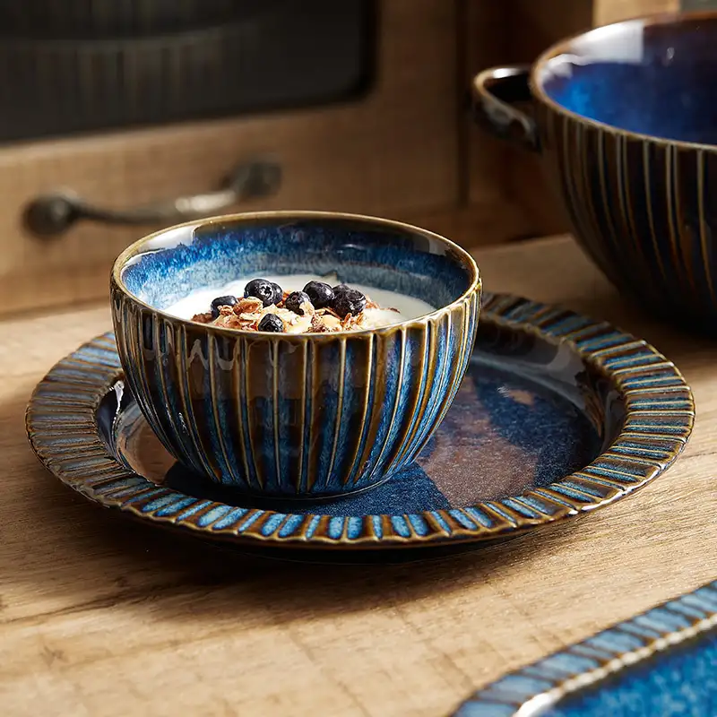 Kiln Baked Starry Sky Ceramic Rice Bowls And Plates