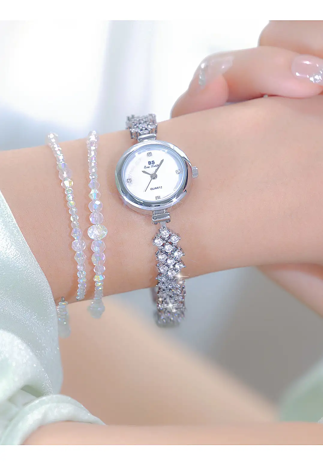 Mermaid Light Luxury Diamond Small Gold And Silver Chain Watch