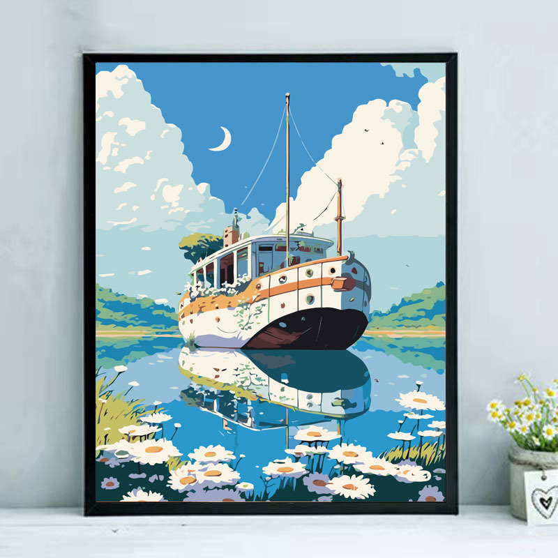 F173 Daisy And Boat-40x50