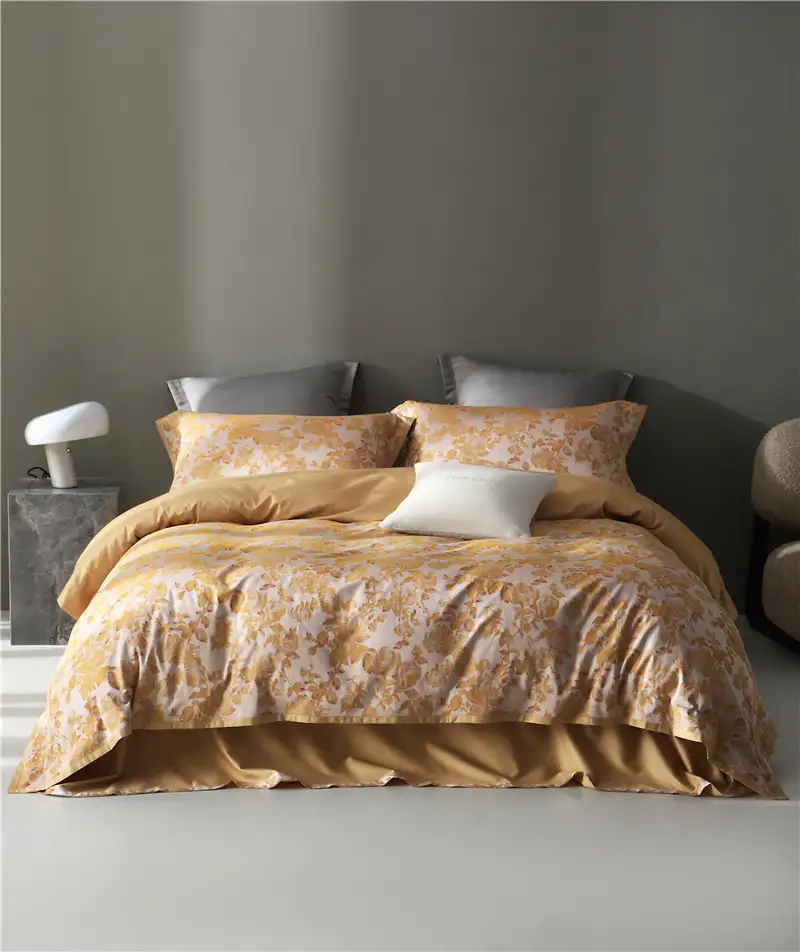 American Retro Style Long-staple Cotton Yarn-dyed Four-piece Jacquard Beddings