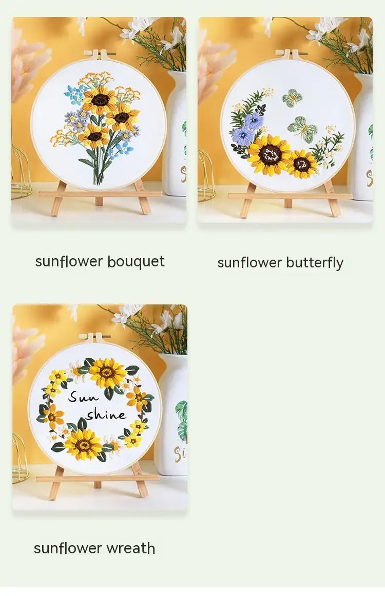 Diy Handmade Embroidery Material Package Original New Sunflower Flower Bouquet Garland