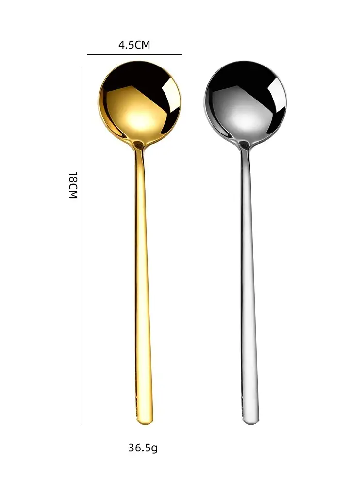 304 Stainless Steel Household Golden Round Head Spoon Creative