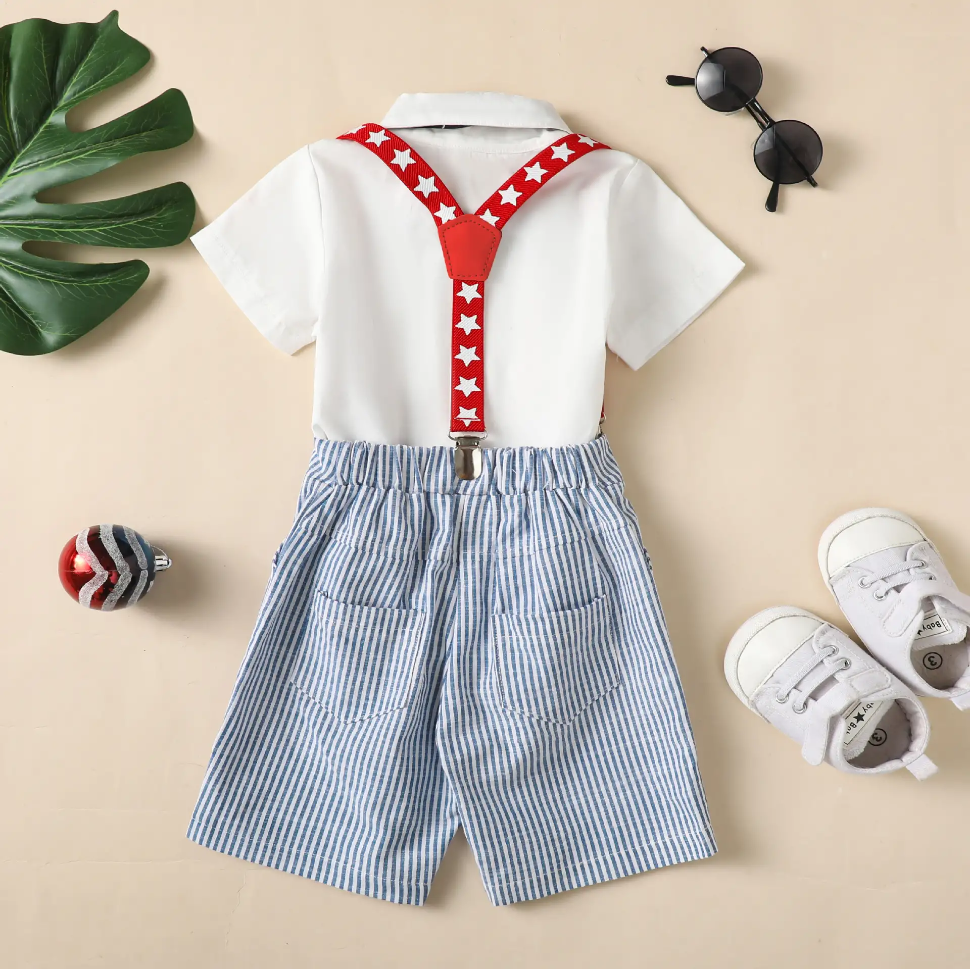 Children's Shirt Bow Tie Suspender Pants Suit