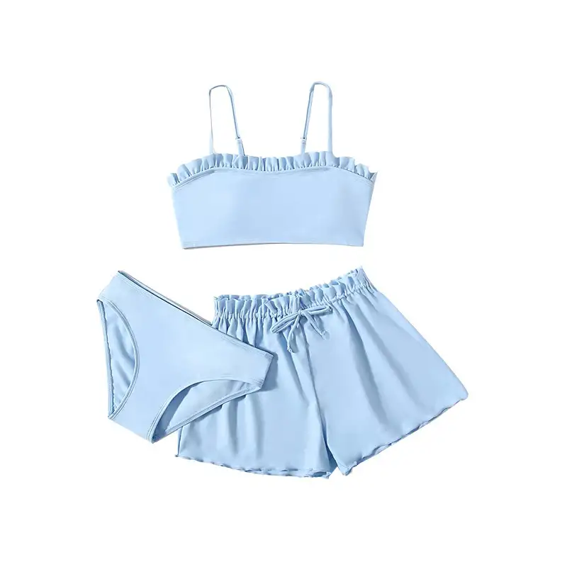 Children's Flounced Split Swimsuit Three-piece Suit