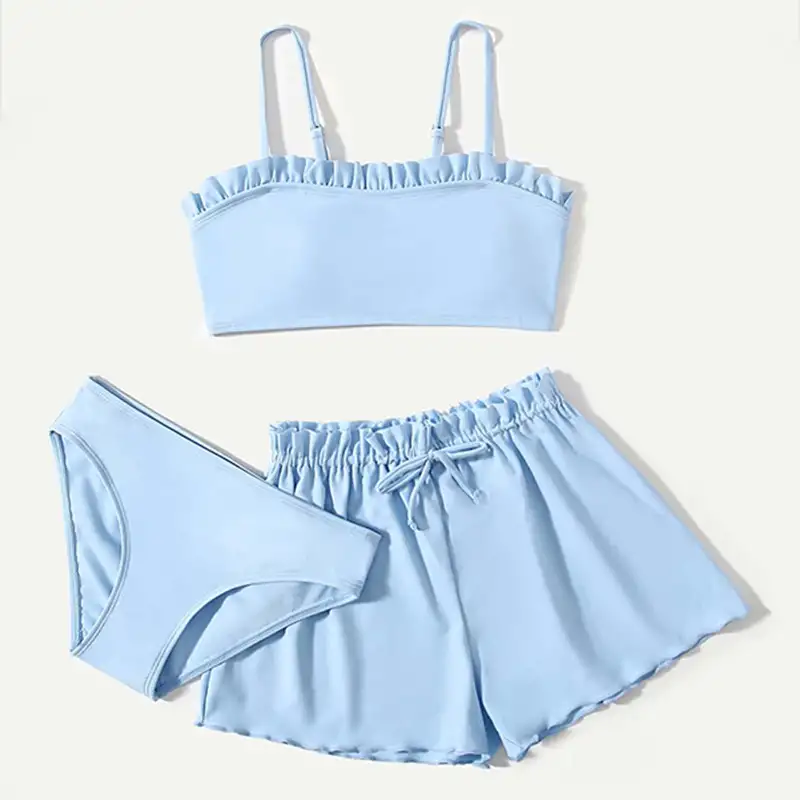 Children's Flounced Split Swimsuit Three-piece Suit