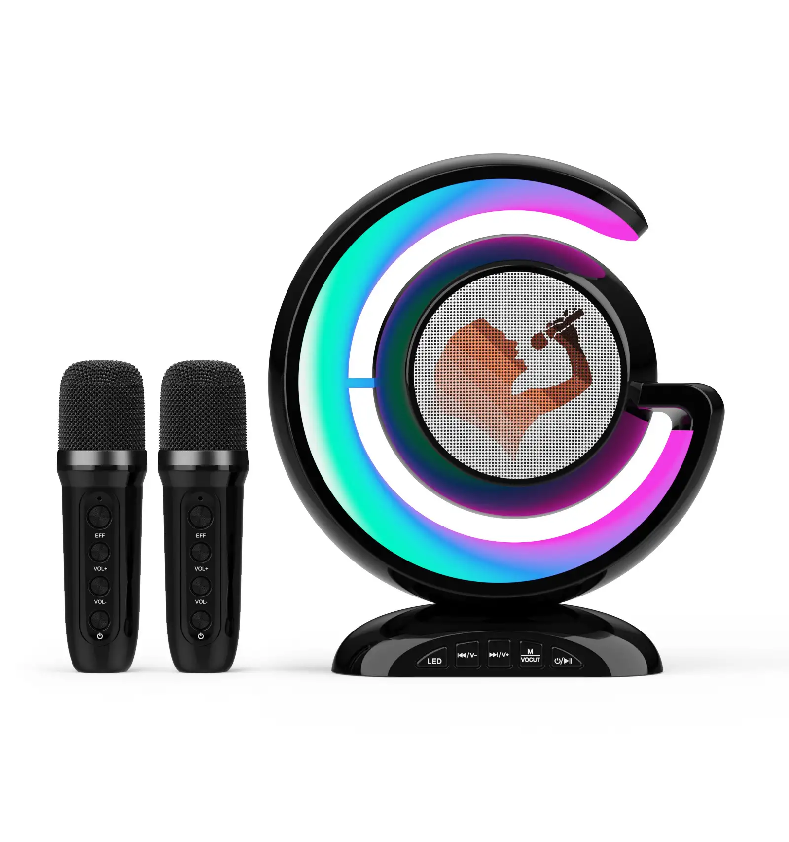 Desktop With Light Bluetooth Karaoke Audio With Microphone