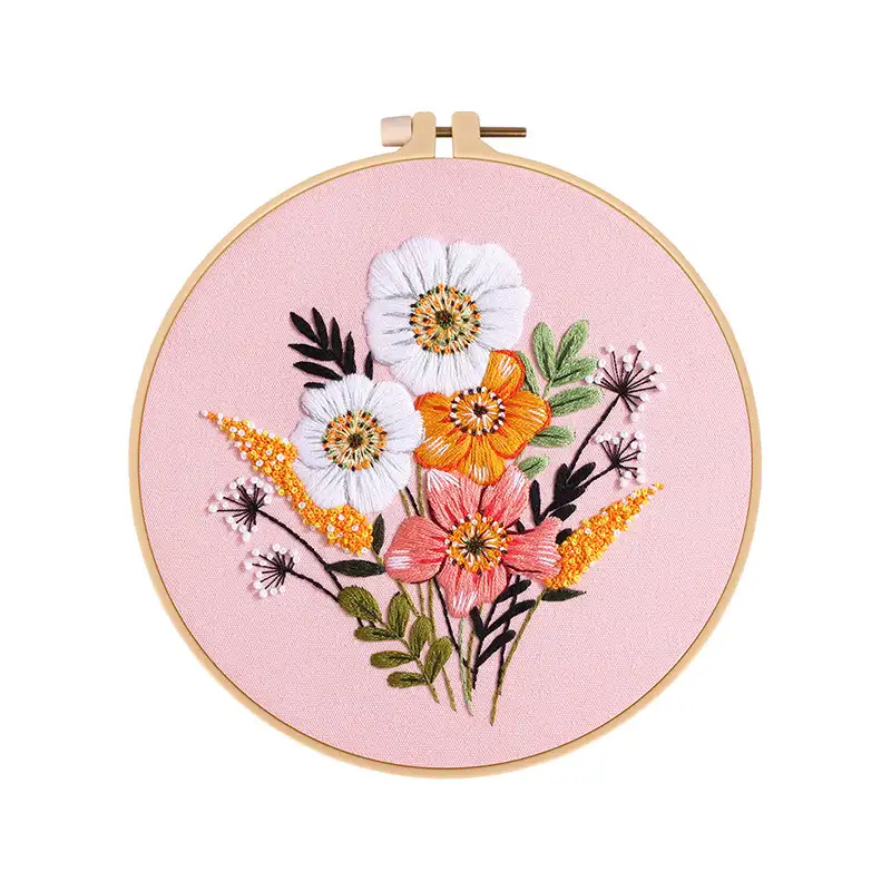 Diy Handmade Embroidery Material Package Colorful Time Flower Bouquet Hanging Painting