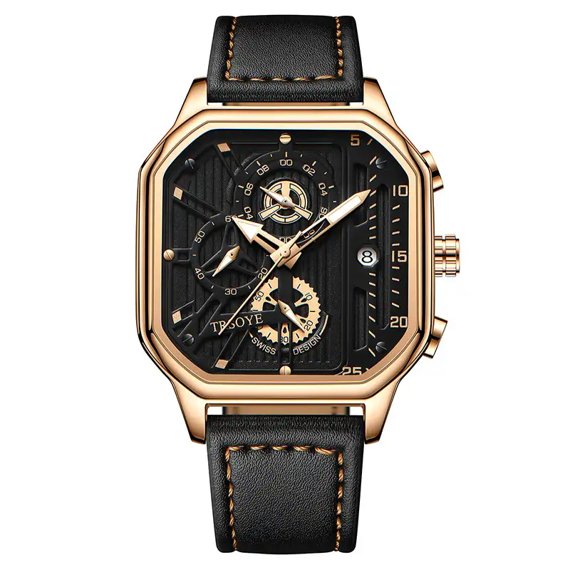 Men's Fashion Hollowed-out Waterproof Luminous Square Watch