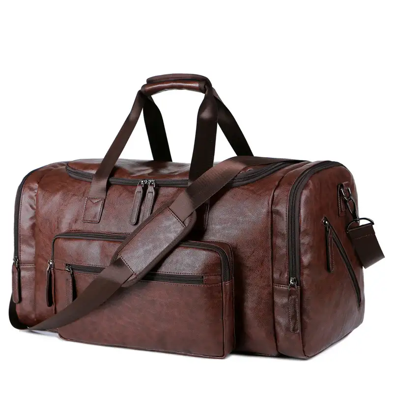 Large Capacity Men's PU Leather Travel Bag Retro