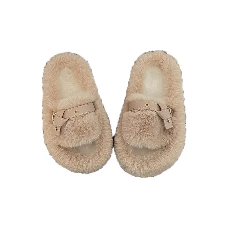 Interior Home Plus Size Thick Bottom Plush Cotton Slippers