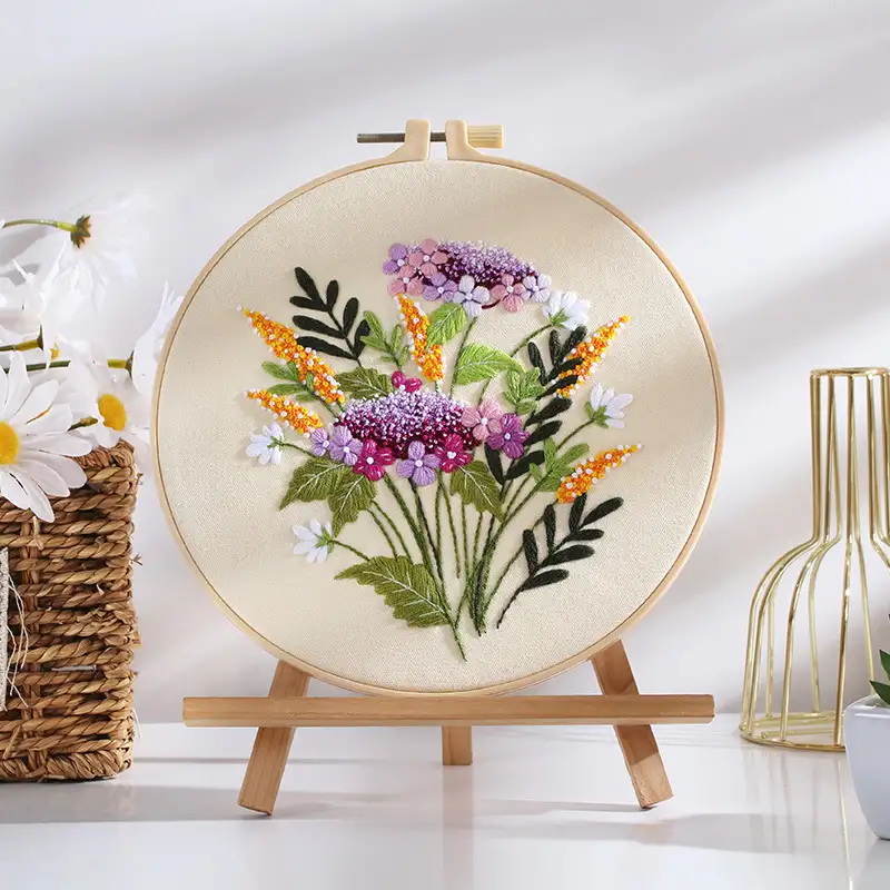 Diy Handmade Embroidery Material Package Colorful Time Flower Bouquet Hanging Painting