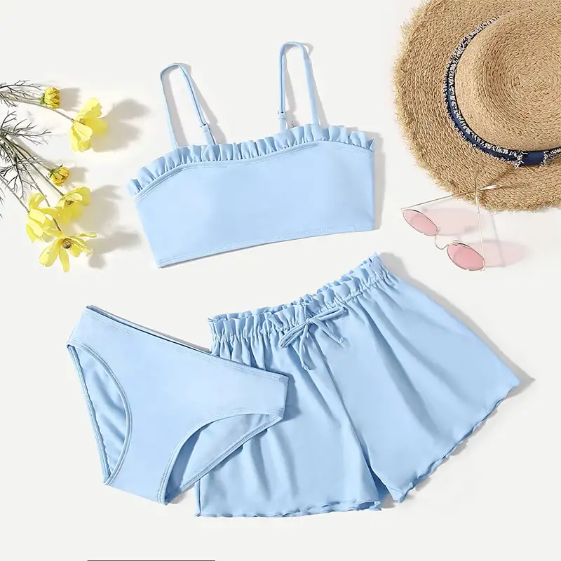 Children's Flounced Split Swimsuit Three-piece Suit