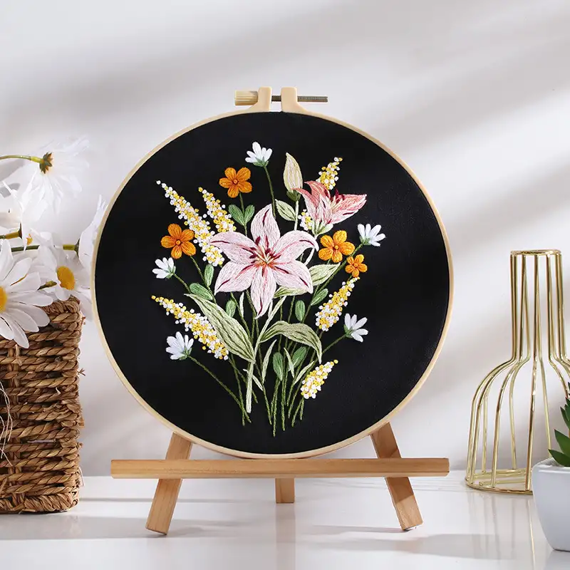 Diy Handmade Embroidery Material Package Colorful Time Flower Bouquet Hanging Painting