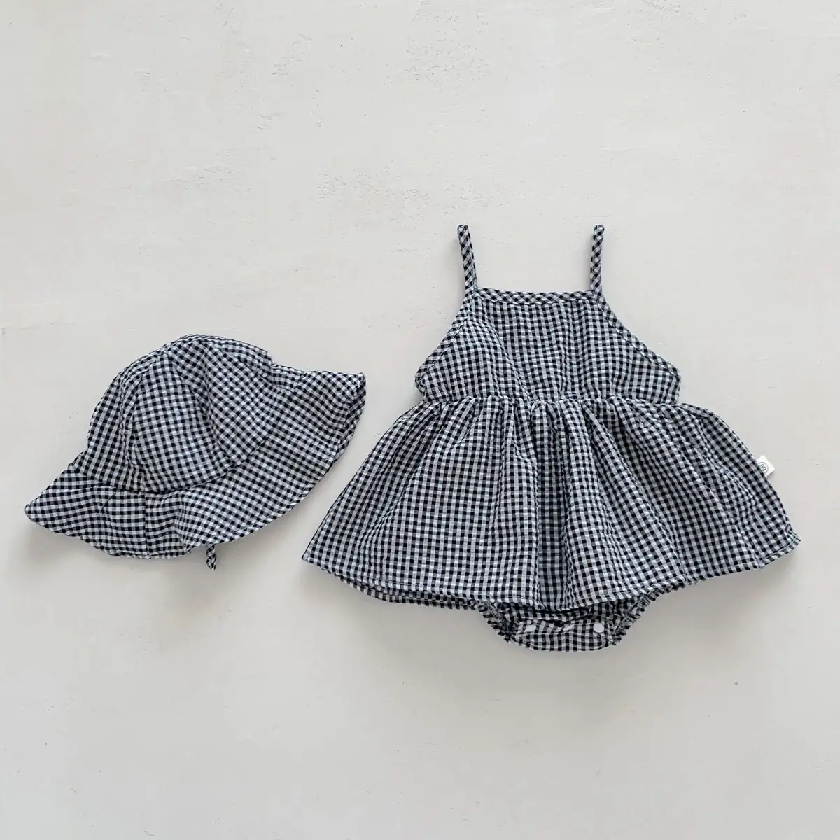 Girls' Plaid Sling One-piece Romper Princess Dress