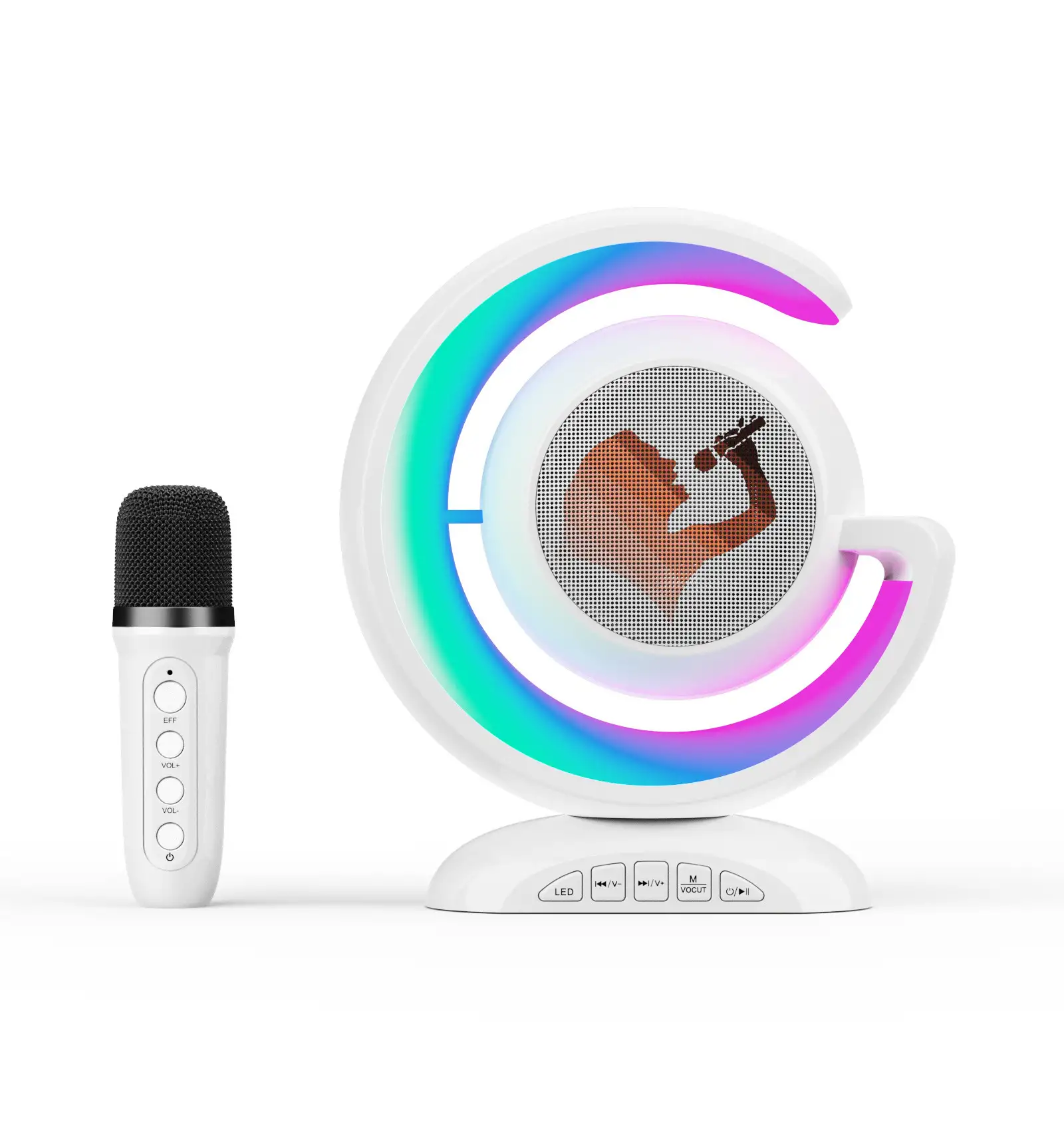 Desktop With Light Bluetooth Karaoke Audio With Microphone