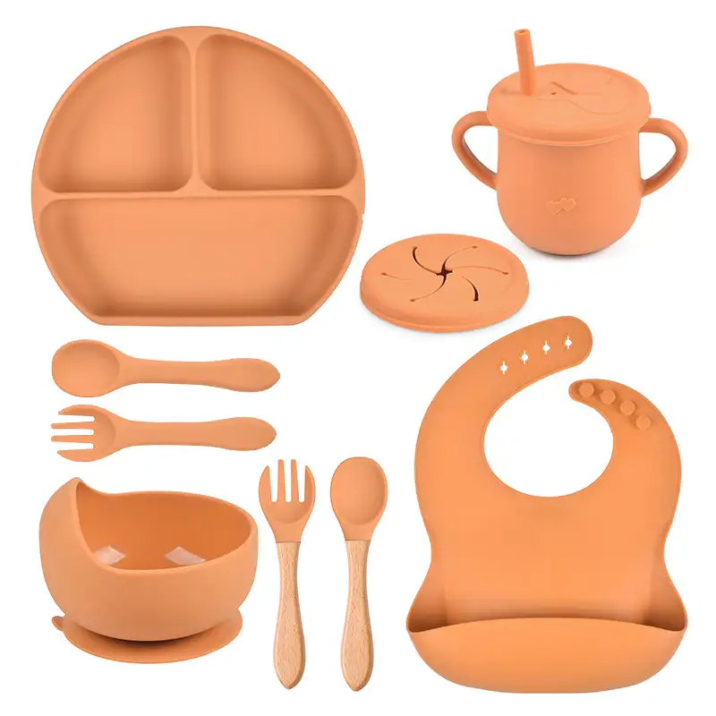 Silicone Solid Color Babies' Tableware Set