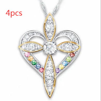 Love heart shaped cross-4PCS