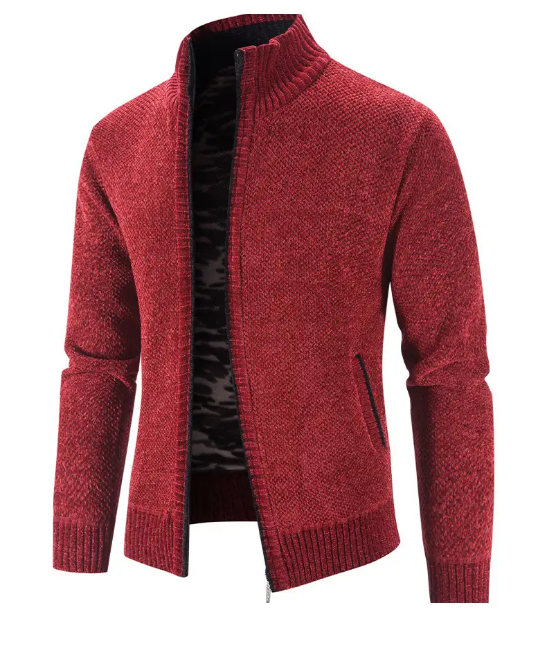 Men's Jacket Knitwear Autumn And Winter Fleece Lined Padded Warm Keeping Cardigan