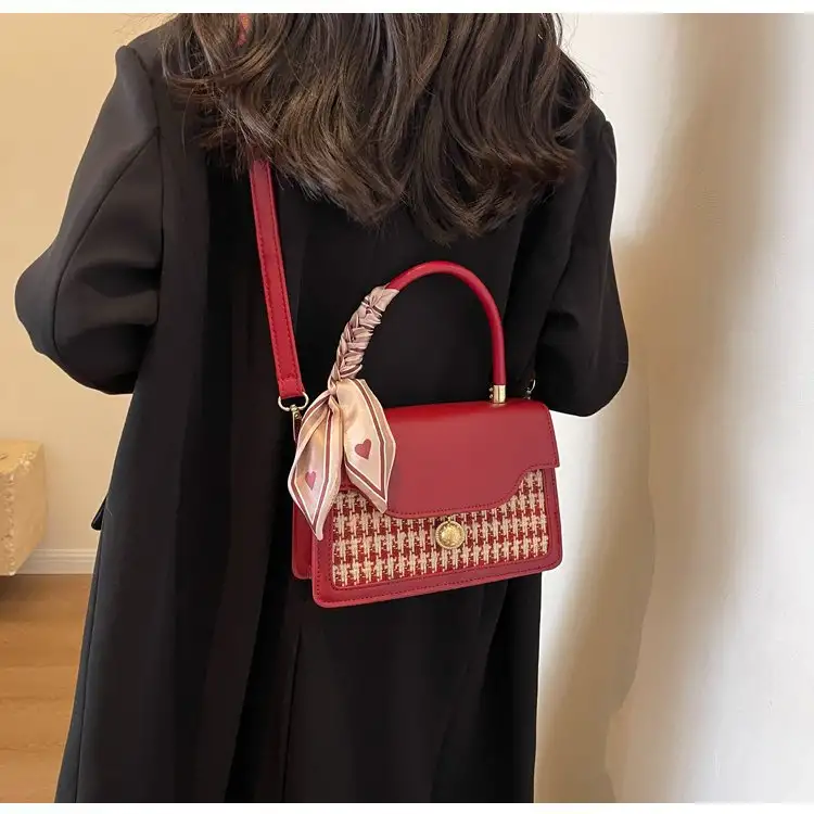 Woolen Texture Shoulder Small Square Bag