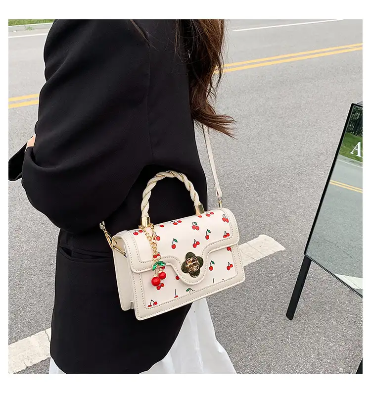 Cute Cherry Twist Portable Small Square Bag