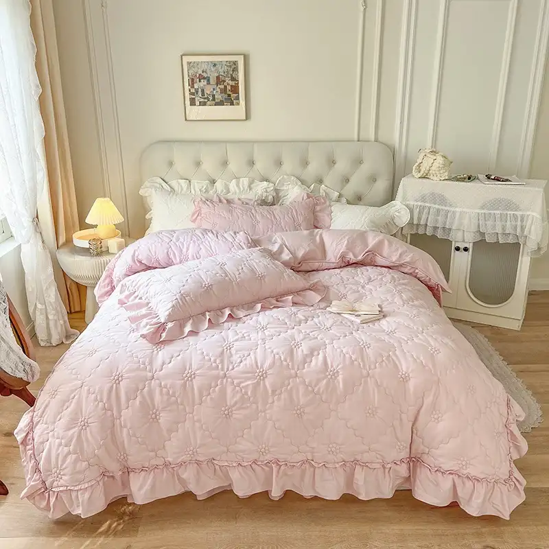 Washed Cotton Four-piece Set Girlish Heart Duvet Cover