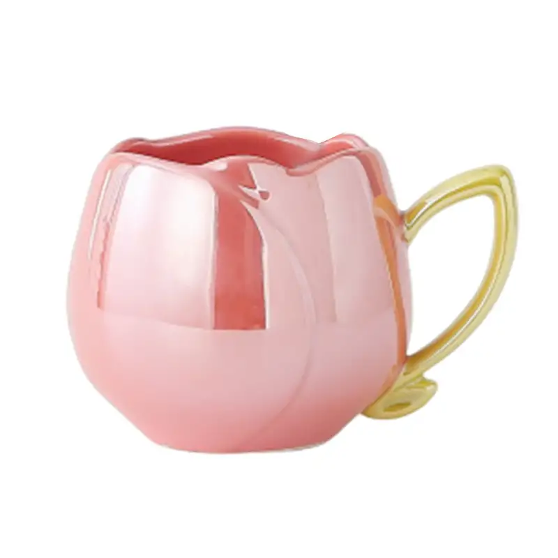 Female Gaomei Tulip Ceramic Mug Without Spoon Girly Heart Water Cup