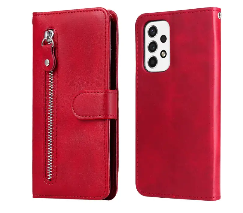 Mobile Phone Leather Case Zipper Wallet Card Holder Protective Case