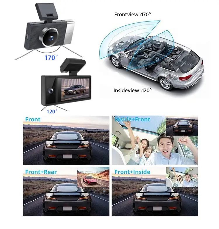 WIFI Driving Recorder Three Lens Mobile Phone APP Interconnection Night Vision Large Wide Angle