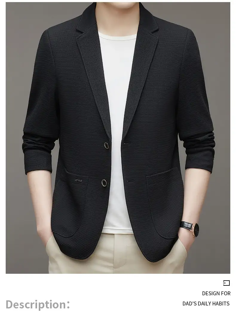 Spring Men's Knitted Waffle Casual Suit Jacket