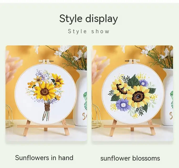 Diy Handmade Embroidery Material Package Original New Sunflower Flower Bouquet Garland