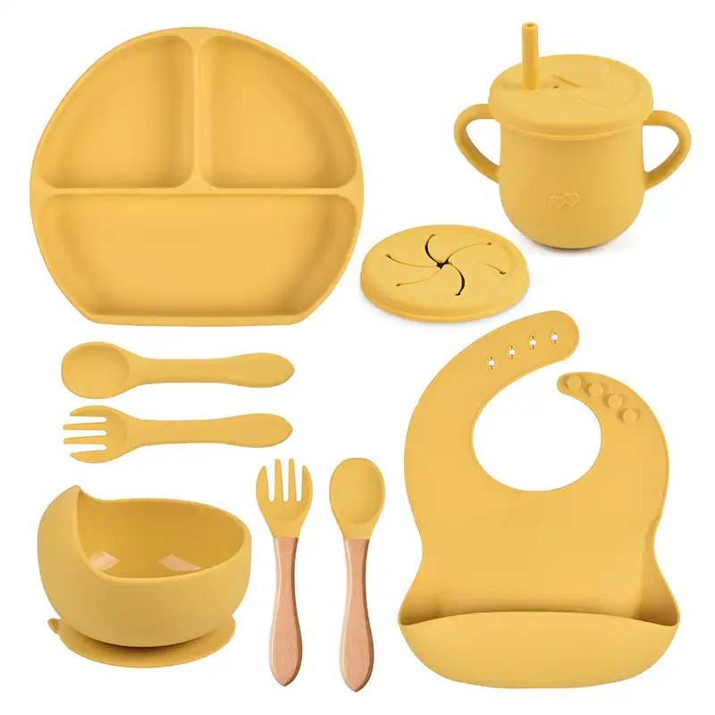 Silicone Solid Color Babies' Tableware Set