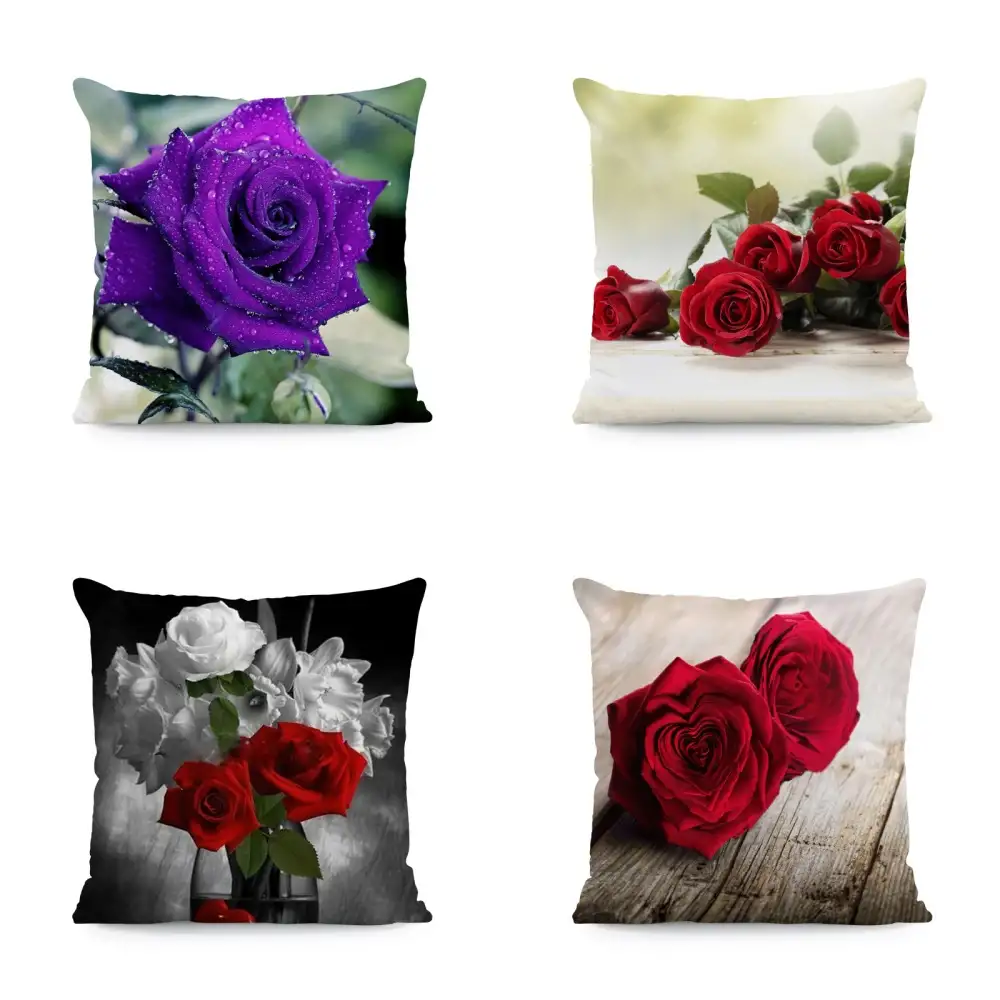 Flower Print Super Soft Square Pillow Cover