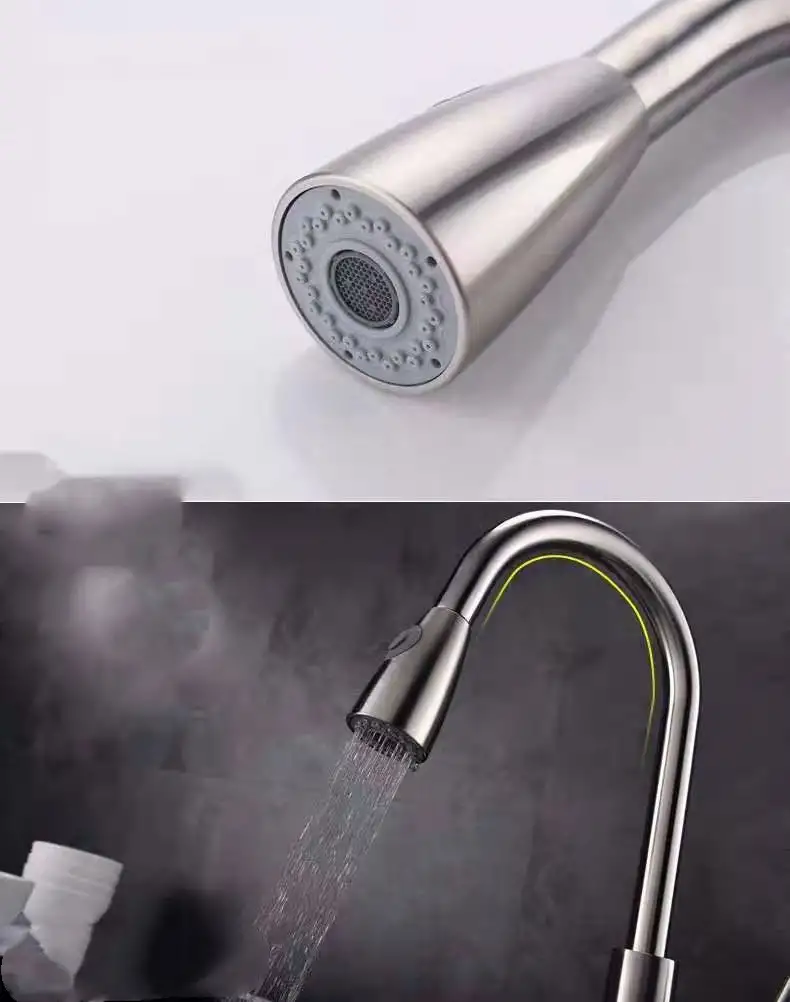 304 Stainless Steel Pull Hot And Cold Vegetable Basin Kitchen Faucet Sink 360 Plated Rotating