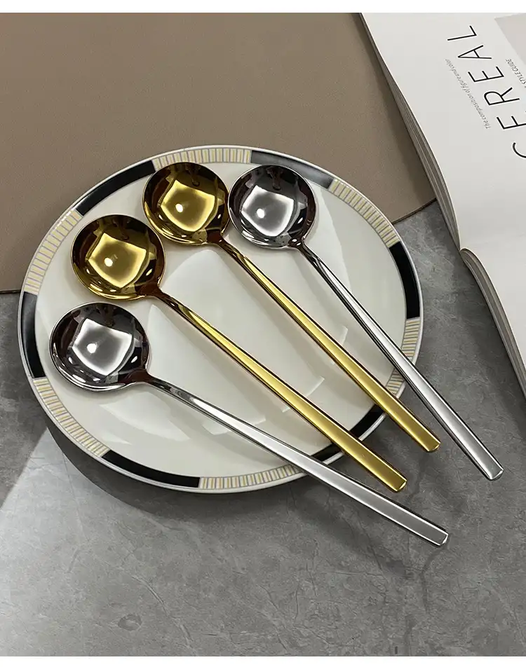 304 Stainless Steel Household Golden Round Head Spoon Creative