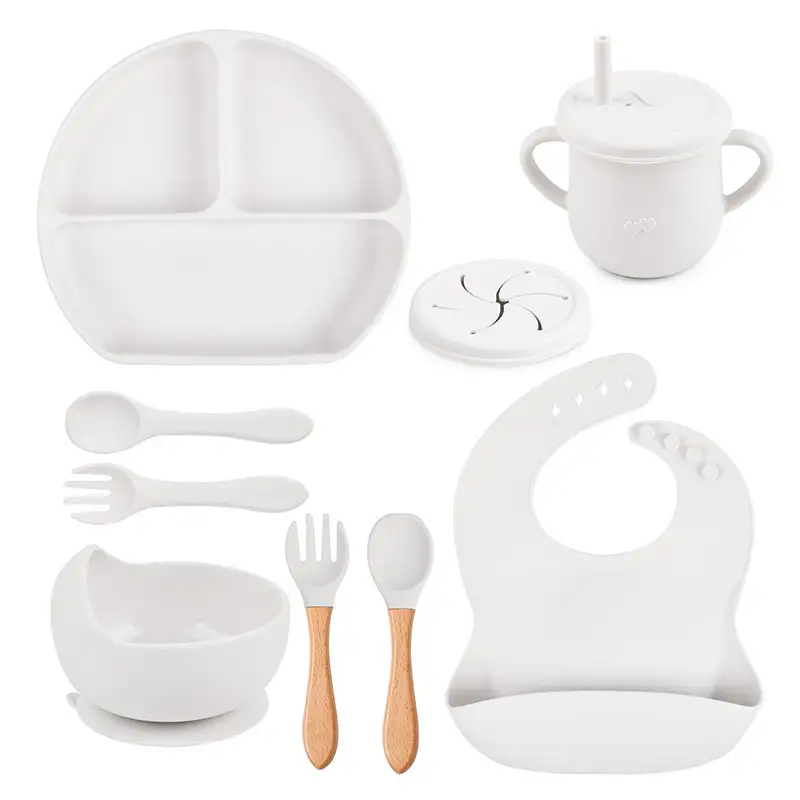 Silicone Solid Color Babies' Tableware Set