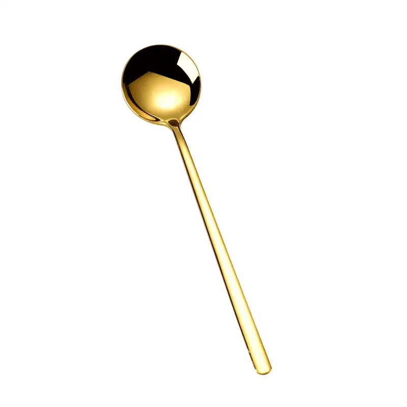 304 Stainless Steel Household Golden Round Head Spoon Creative