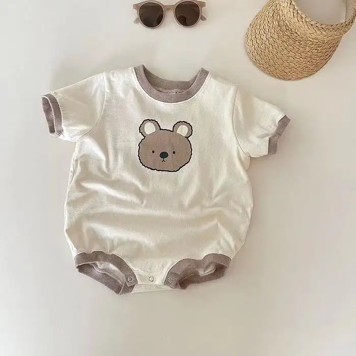 Baby Cute Bear Casual Short Sleeve Rompers