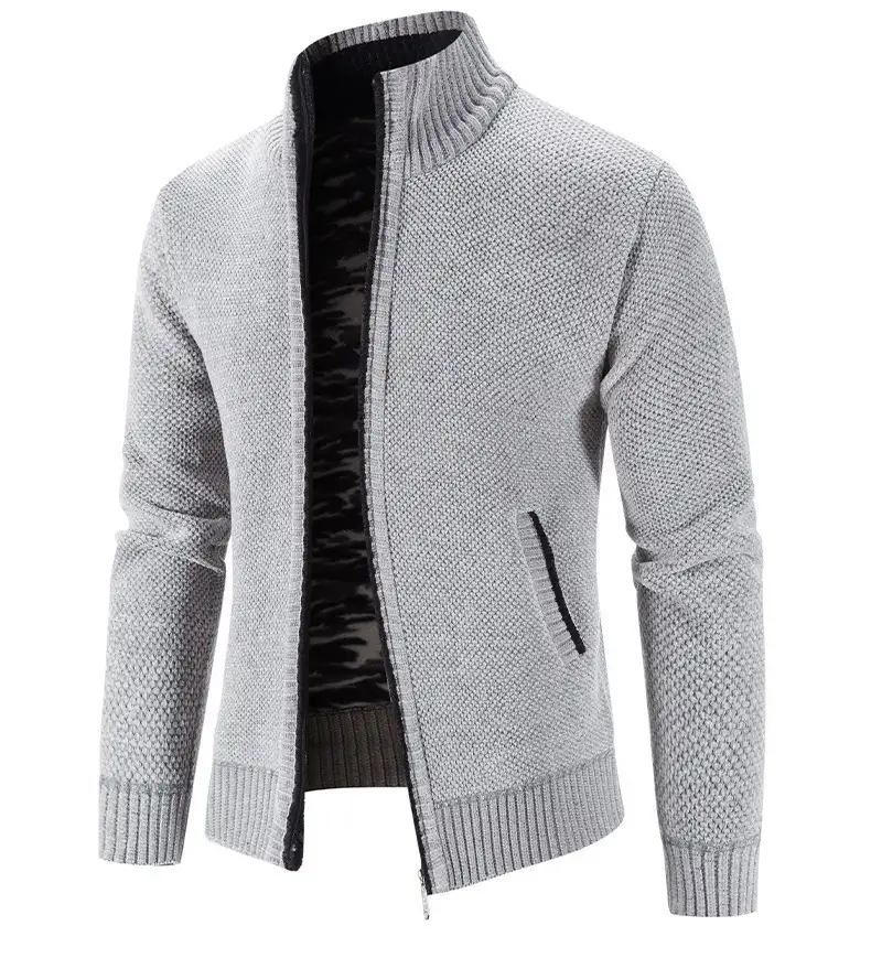 Men's Jacket Knitwear Autumn And Winter Fleece Lined Padded Warm Keeping Cardigan