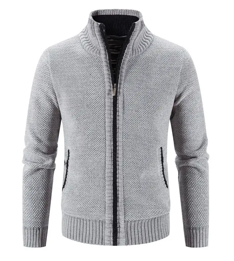 Men's Jacket Knitwear Autumn And Winter Fleece Lined Padded Warm Keeping Cardigan