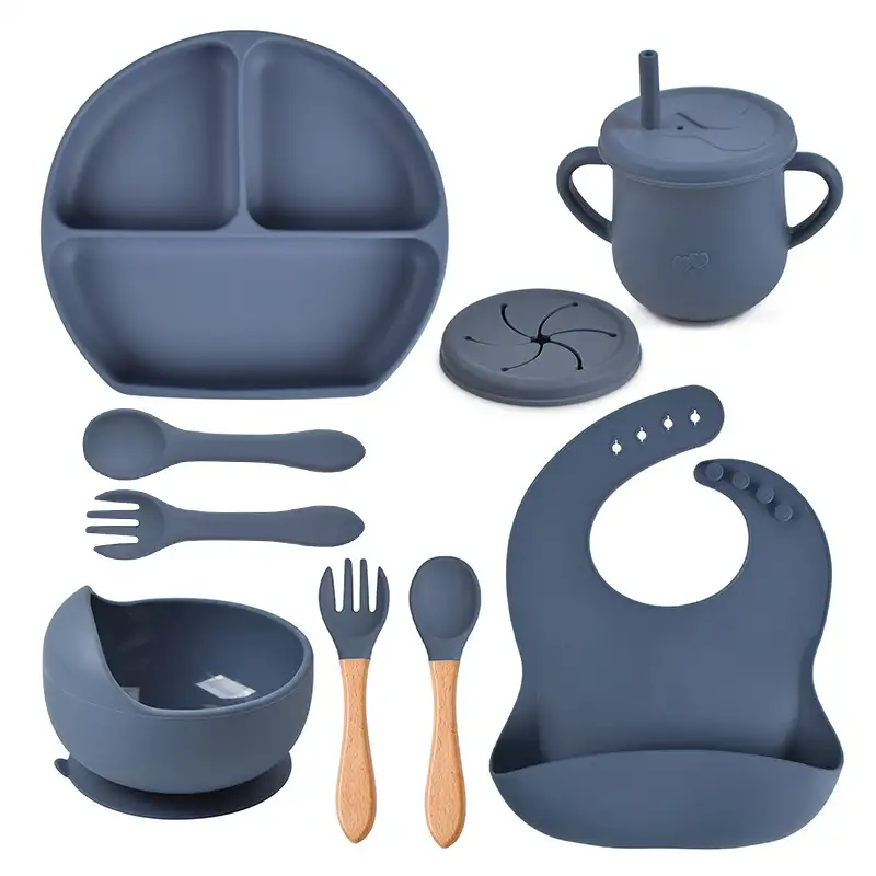 Silicone Solid Color Babies' Tableware Set