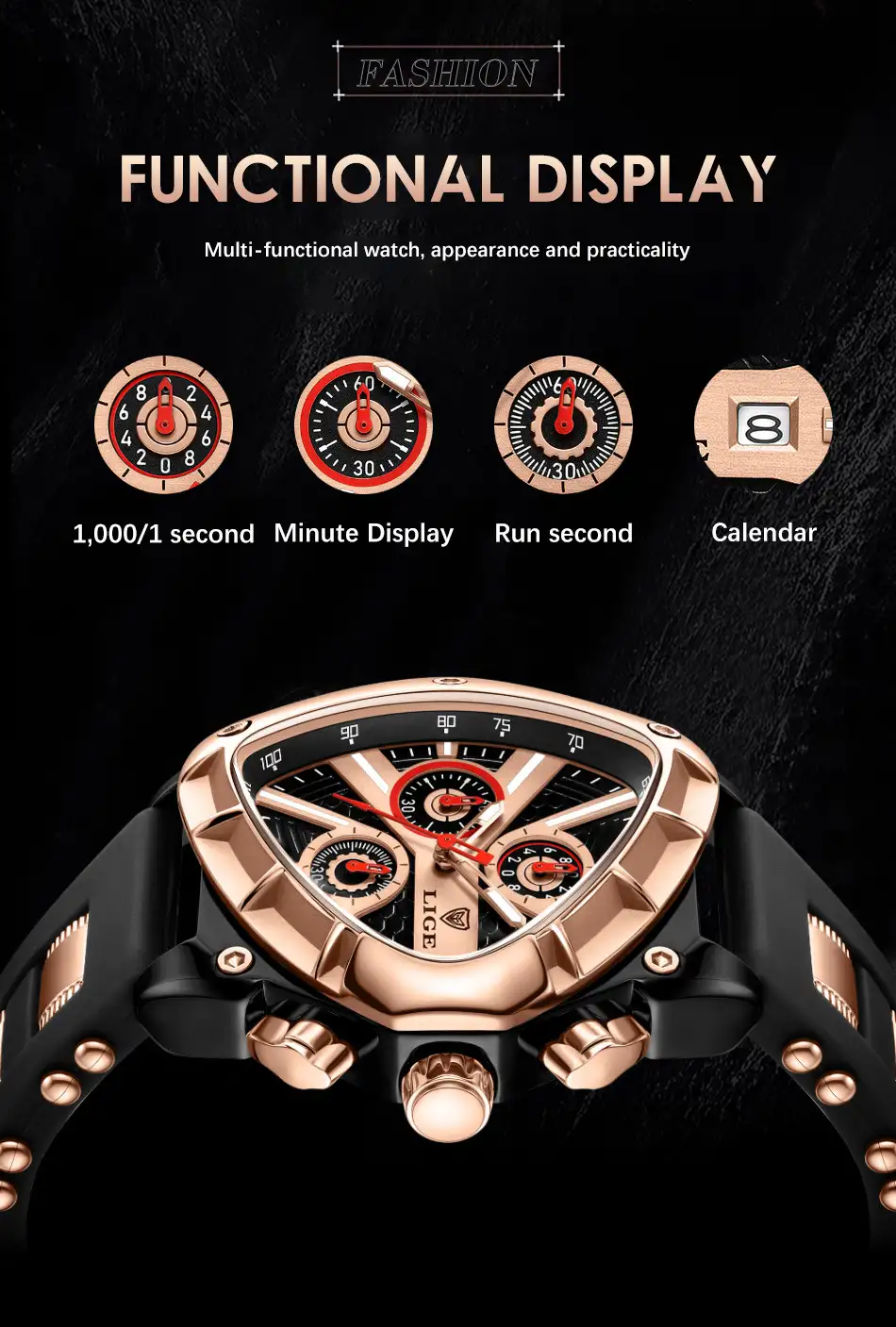 Polygon Men's Multi-waterproof Luminous Calendar Watch