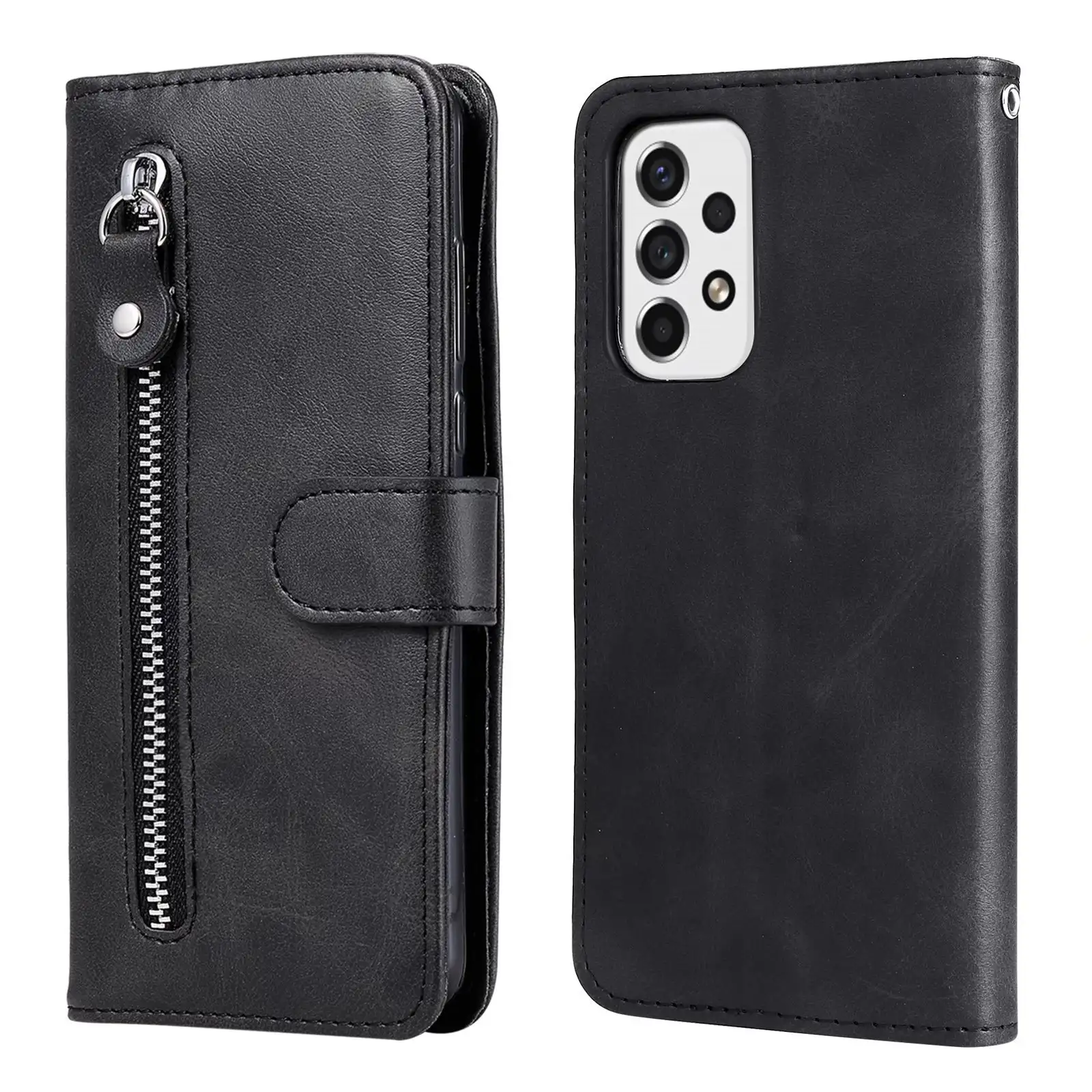 Mobile Phone Leather Case Zipper Wallet Card Holder Protective Case