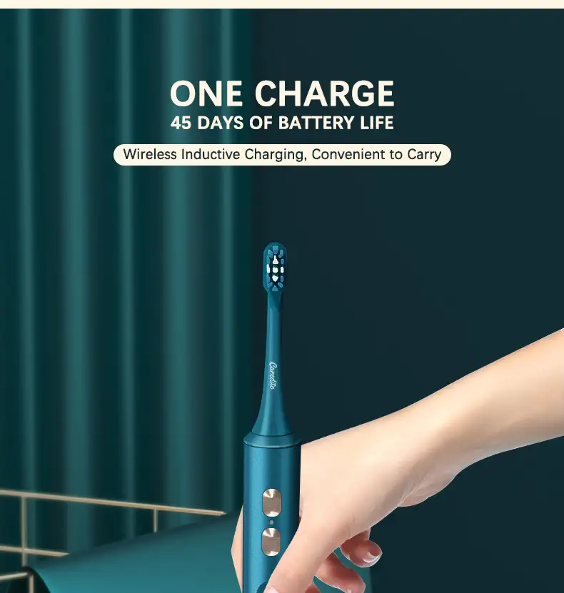 Caredite Newest Travel Electronic Toothbrush With Ultraviolet Disinfection Function Case Suit, 4 Cleaning Modes With 3 Power Model, 45 Days Long Lasting Battery Life