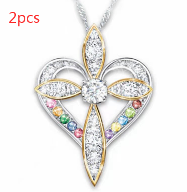 Love heart shaped cross-2PCS