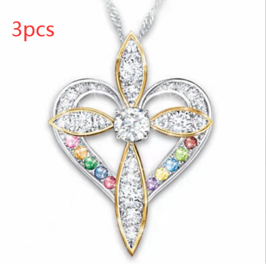 Love heart shaped cross-3PCS