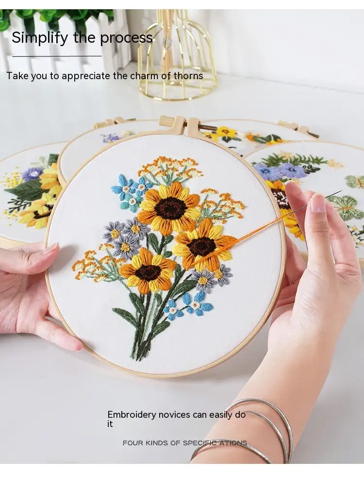 Diy Handmade Embroidery Material Package Original New Sunflower Flower Bouquet Garland