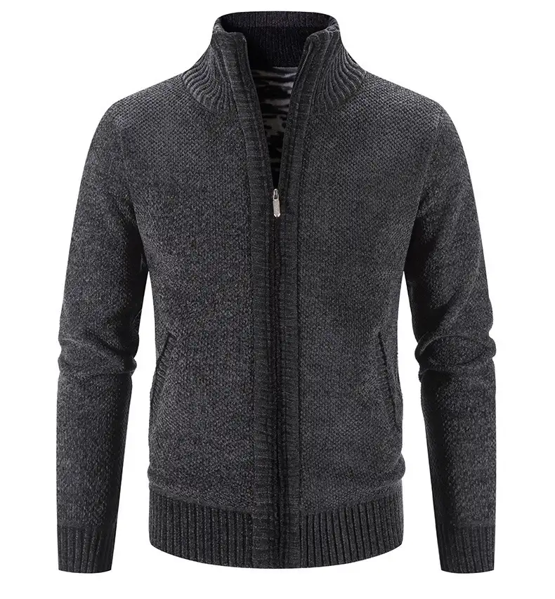 Men's Jacket Knitwear Autumn And Winter Fleece Lined Padded Warm Keeping Cardigan