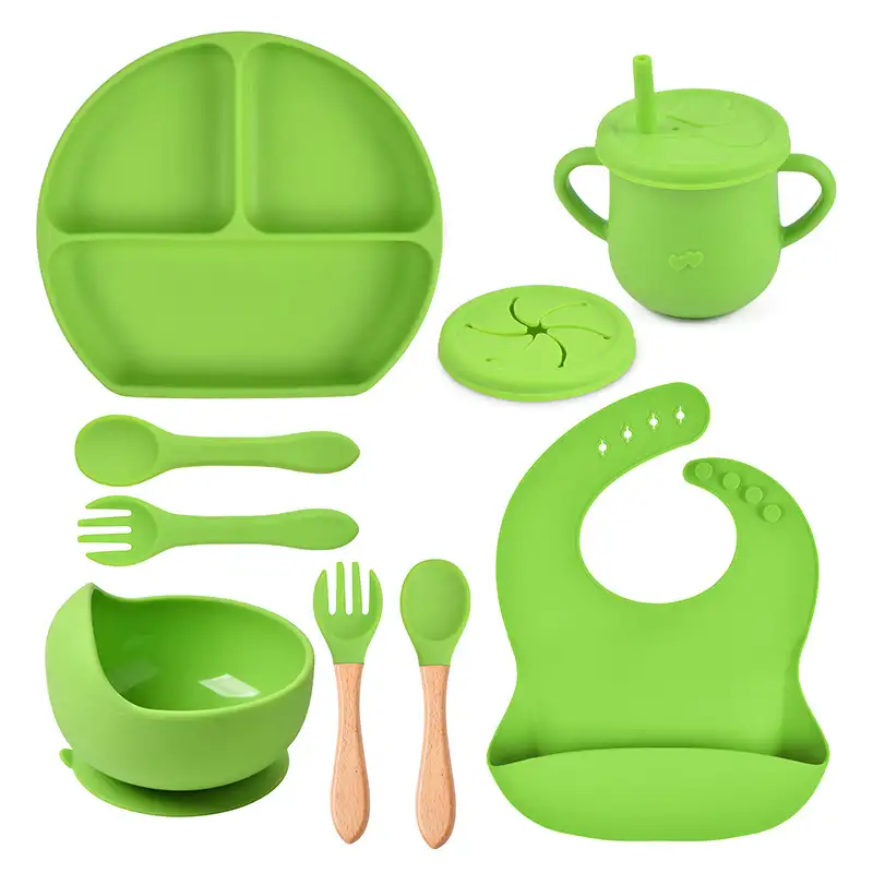 Silicone Solid Color Babies' Tableware Set