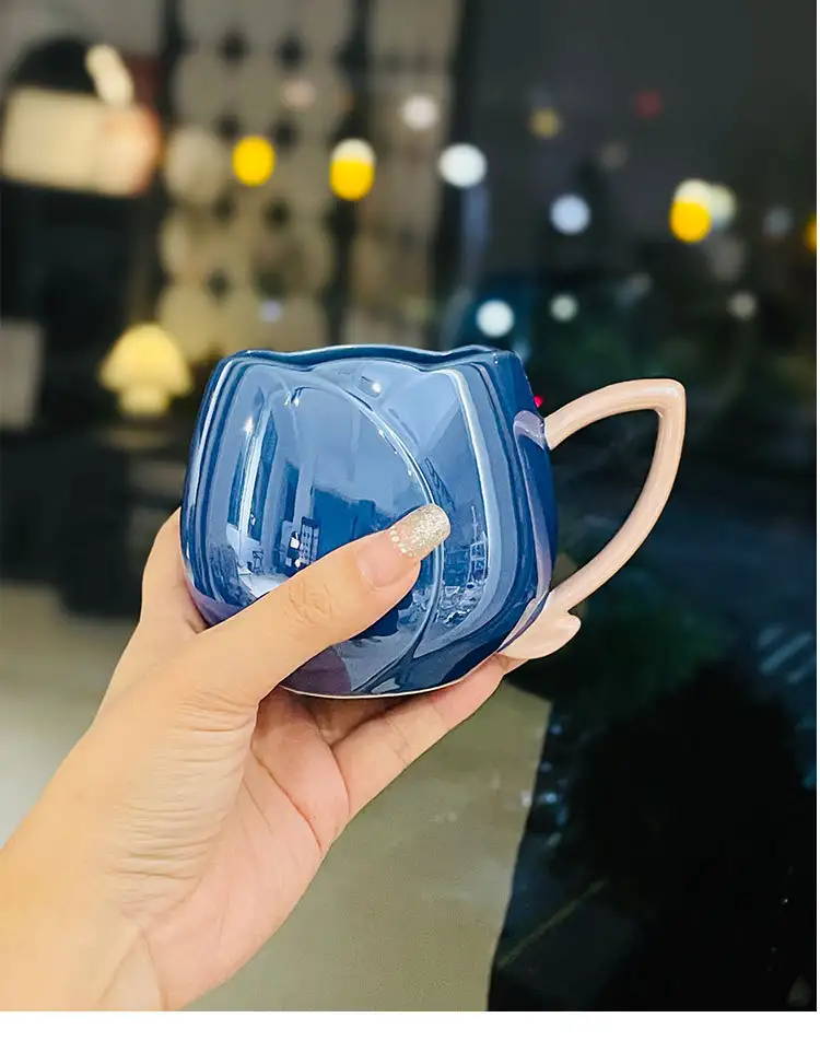 Female Gaomei Tulip Ceramic Mug Without Spoon Girly Heart Water Cup